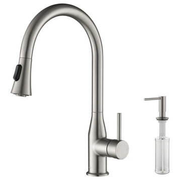 Napa Single Handle Pull Down Faucet, Brushed Nickel, W/ Soap Dispenser