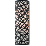 Livex - Allendale Bath Light - Bronze, Oatmeal Color Fabric Hardback Shade Inside - This spectacular bronze wall sconce will take your home decor to the next level. Inspired by a bird nest, the laser-cut metal sheath surrounds an oatmeal fabric hardback shade.
