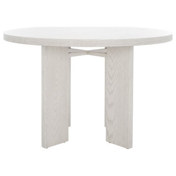 Safavieh Couture Calamaria Round Wood Dining Table Whitewashed
