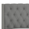 Williams Twin Nail Button Wingback Bed, Linen Gray