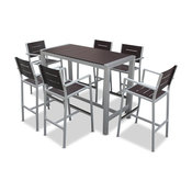 Aluminum 7 Pc Modern Dining Bar Table and Barstools Set