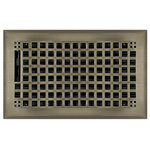 Wholesale Registers - Antique Brass Rockwell Plated Steel Craftsman Floor Register, Antique Brass, 6"x10", Rockwell Craftsman - Incorporate a little charm in your home with our beautifully crafted plated antique brass air registers. These 6 inch by 12 inch rockwell floor vents should be installed into a hole measuring 6 inches by 12 inches. The faceplate on this register is 7 3/8 inches by 11 1/2 inches. These registers are ideal for use with heating and cooling systems as they are crafted with a 3mm thick steel faceplate and a adjustable steel damper. Turn this charming floor register into a wall register by simple adding spring clips.