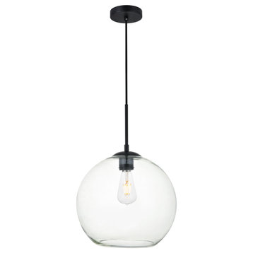 Baxter 1 Light Pendant in Black And Clear
