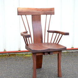 Walnut Curved Back, Spindle, Armchairs - Dining Chairs