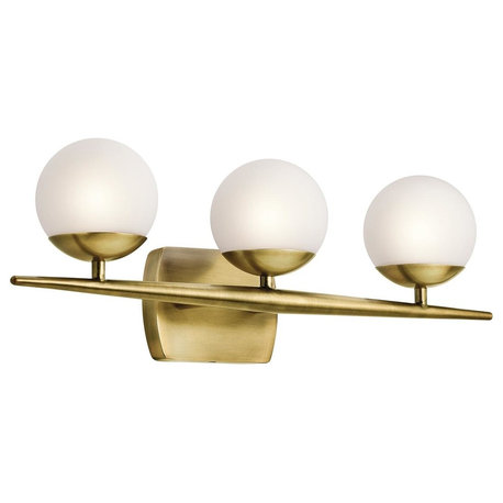 Bath 3-Light Halogen, Natural Brass