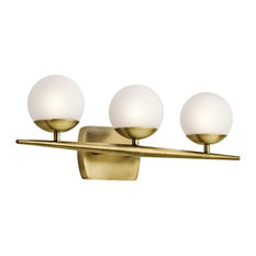Jasper 3 Light Bathroom Vanity Light, Natural Brass