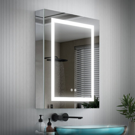 Recessed/Surface Mount LED Medicine Cabinet Mirror with Defogger, 24“x30" Right Hinge