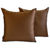 Brown Satin 12"x24" Lumbar Pillow Cover Set of 2 Solid - Brown Slub Satin