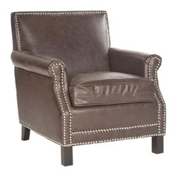 Easton Antique Brown Bicast Leather Club Arm Chair - Armchairs And Accent Chairs