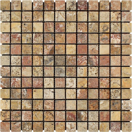 Scabos Travertine Mosaic, 1 X 1 Tumbled