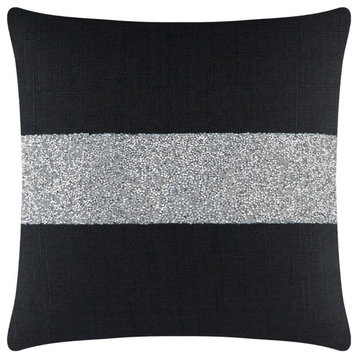 Sparkles Home Luminous Rhinestone Stripe Pillow, 16",  Black, Silver