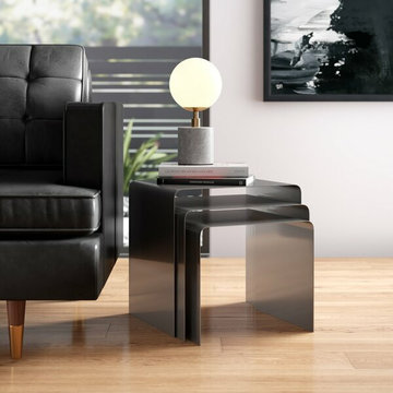 Modern Glass and Lucite Side End Tables
