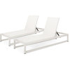 Noble House Metten Outdoor Mesh Chaise Lounge (Set of 2) White