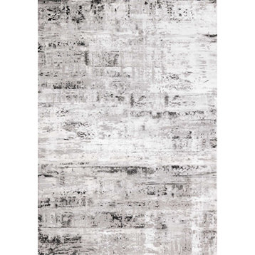 Chase Collection Gray White Black Faded Texture Rug, 5'3"x7'7"