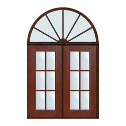Prehung French Transom Double Door 80 Fiberglass 6 Lite Full Lite - Patio Doors