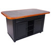 Antique Black Kitchen Island With Cherry Trim and Gray Tile Top