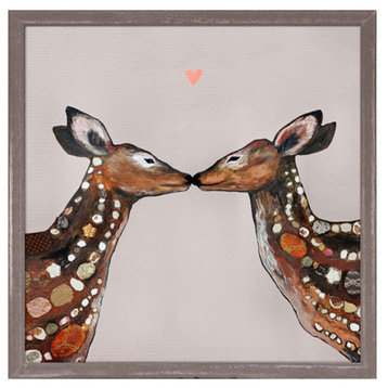"Deer Love Heart Neutral" Mini Framed Canvas by Eli Halpin