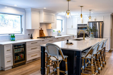 Large Two-Toned White Kitchen with Navy Blue Cabinets, Hollis New Hampshire