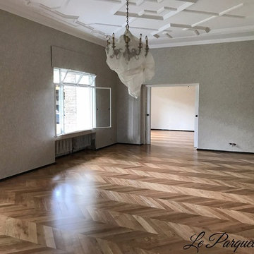 Séjour parquet point de hongrie