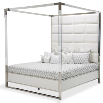 Emma Mason Signature Gracelane California King Metal Canopy Bed in Glossy White