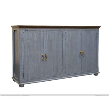 Alba Solid Pine Wood Rustic Farmhouse Console Table, Blue