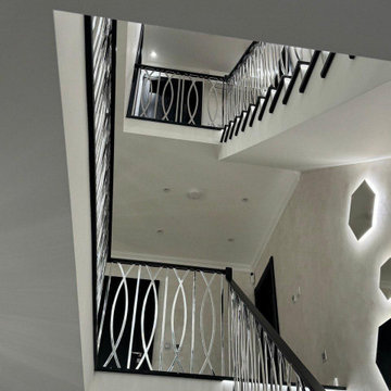 Two-Storey Marble Staircase with Silver-Plated Balustrade — Marylebone by VP STA