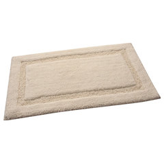 Home Decorators Collection 17 in. x 24 in. White Textured Border Cotton Machine Washable Bath Mat