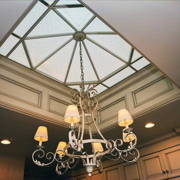 Kitchen Ceiling Skylight with Etched Glass Panels