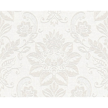 Ok6, Textile Natural Fresh Garden White Wallpaper Roll