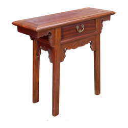 Chinese Oriental Brown Ru Yi Drawer Altar Foyer Side Table cs4967E - Console Tables