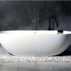70" Solid Surface White Stone Freestanding Oval Tub w/Drain, Matte White