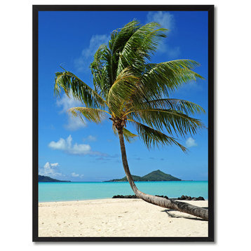 Palm Tree Landscape Photo Print on Canvas with Picture Frame, 13"x17"