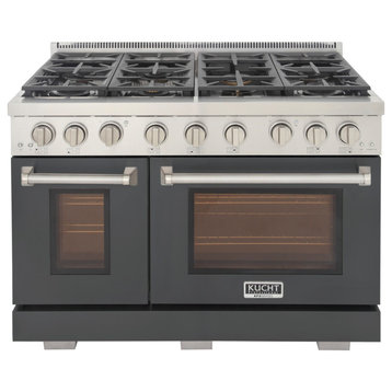 Professional 48" Double Oven Range, Grill/Griddle, Gray, Liquid Propane