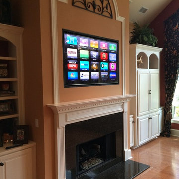 Above the fireplace Custom Framed Television