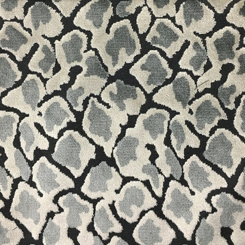 Hendrix Leopard Cut Velvet Upholstery Fabric, Zinc