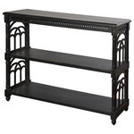 Stylecraft - Three Tier Console Table, Distressed Black - This three tier console table serves as the ideal centerpiece in your living room, foyer, or bedroom. Crafted from a combination of woods, this table is the perfect choice to showcase your pictures and home decor trinkets. The all-black finish with distressing, will complement any existing decor.