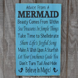 Original Advice From A Mermaid Wood Sign Beach Decor - Novelty Signs