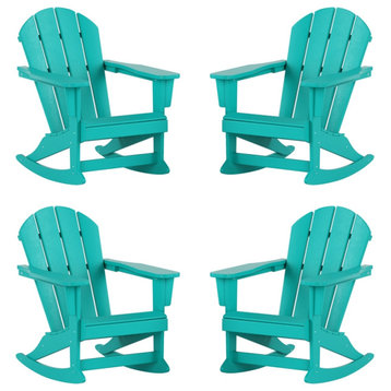 Keller HDPE Plastic Outdoor Rocking Chair in Turquoise (Set of 4)