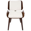 Santi Mid-Century Dining Chairs With White Fabric, Cherry, Set of 2