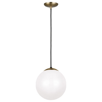 Leo - Hanging Globe 1-Light Pendant, Satin Brass