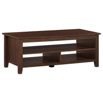 Pemberly Row 48" Grooved Panel Sided Wood Coffee Table - Dark Walnut