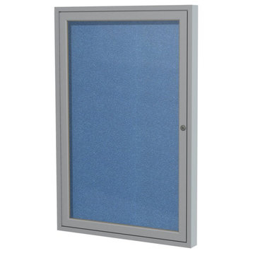 Ghent's Vinyl 36" x 30" 1 Door Enclosed Bulletin Board in Ocean Blue