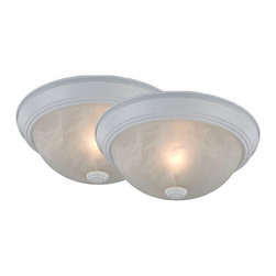 Hardware House - White Flush Mount Ceiling Light Fixtures Twin Pack - Flush-mount Ceiling Lighting