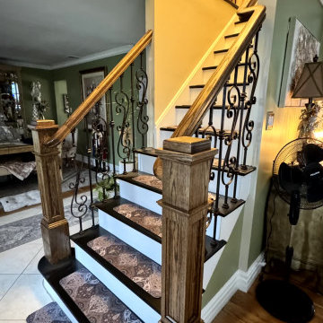 Traditional Wood & Wrought Iron Staircase – Commack NY