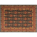 Bareens Designer Rugs - Boho Chic Ziegler Juana Blue Red Hand-Knotted Wool Rug - 8'1'' x 9'10'' - Enhance the ambiance of your home with this magnificent Persian-influenced Turkish hand-knotted rug made by skilled artisans capable of creating the most exceptional vegetable dyes and hand-spun wool. This exquisite handmade rug is a one-of-a-kind Peshawar Kafkaz, otherwise identified as Chobi, Chobi Peshawar, Oushak, or Ziegler rug. These handmade rugs are crafted in Pakistan utilizing superior-quality wool imported from Australia, New Zealand, and Korea in two types of weaves: the Persian weave and the Mori weave. This rug is meticulously crafted by hand using the finest natural vegetable dyes extracted from local plants. The artisans use a blend of hand-spun local and fine merino wool, resulting in a rug with a compelling texture, higher lanolin content, and longer staple. The artisans occasionally incorporate natural or artificial silk into the pile to enhance specific motifs. The finished product is an awe-inspiring execution of flawless design and an understated palette that exudes elegance.