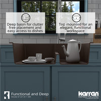 Karran 33" Top Mount Large/Small Bowl Quartz Kitchen Sink, Brown