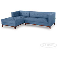 Harrison Midcentury Twil Sofa Chaise Sectional, Blue Curacao, Left Facing
