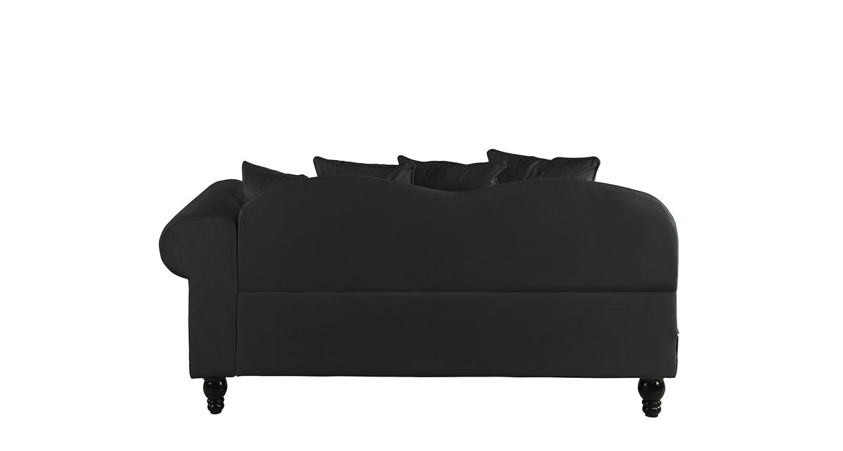 Classic Velvet Chaise Lounge With Nailhead Accents, Black