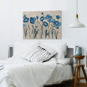 "Blue Flowers" Painting Print on Wrapped Canvas