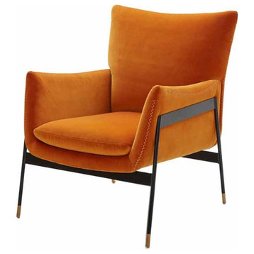 Divani Casa Joseph Modern Fabric & Metal Accent Chair in Orange/Black